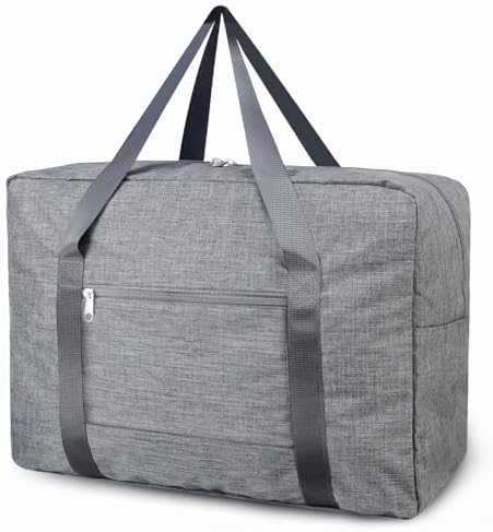 Personal Item Travel Bag, Duffel Bag for Women, Duffle Carry on Tote Bag for Airlines 18x14x8, Weekender Overnight Bags for Men Airport Essentials Lightweight – Grey