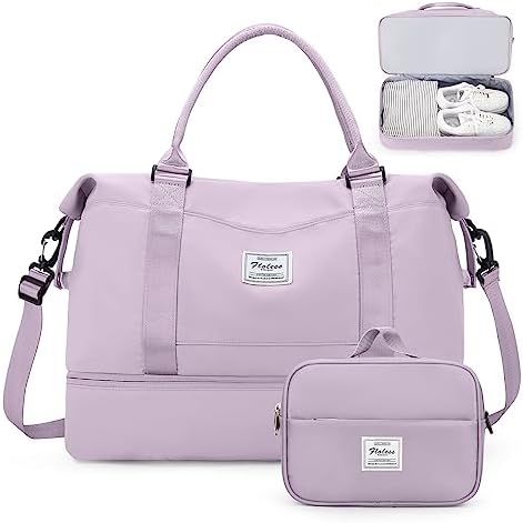 Weekender Bags for Women,Personal Item Travel Bag with Shoes Compartment,Overnight Travel Duffel Bag with Toiletry Bag