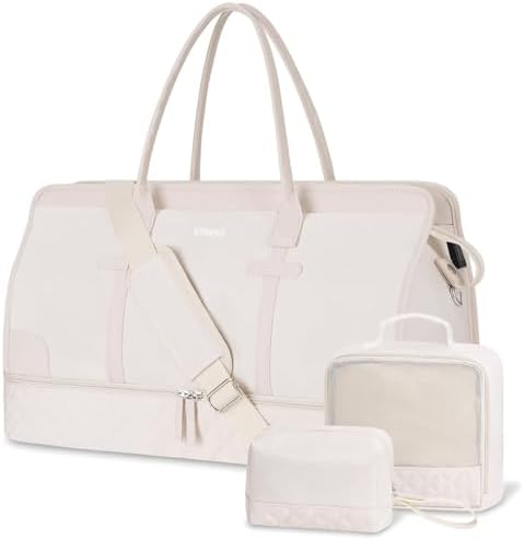 ETRONIK Weekender Overnight Bags for Women, Large Travel Duffle Bags with Shoe Compartment & Wet Pocket, Carry On Tote Bag Gym Duffel Bag with Toiletry Bags for Hospital 3 Pcs Set, Large Size