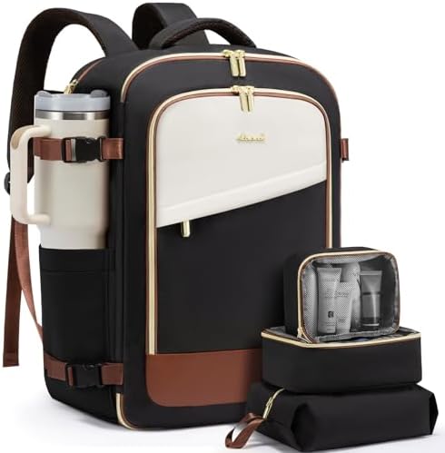 LOVEVOOK Travel Backpack for Women, 40L Carry On Backpack Flight Approved, Large Personal Item Bag Fits 17 inch Laptop, TSA Approved Luggage with 3 Packing Cubes,Waterproof Weekender Gym Daypack