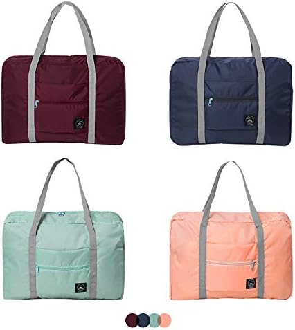 SITAKE 4 Pcs Foldable Travel Duffel Bag, Waterproof Lightweight Carry-on Bags, Suitable for Overnight, Holiday, Shopping, Weekends, Outing, Gym(Wine Red/Navy Blue/Sky Blue/Light Pink)